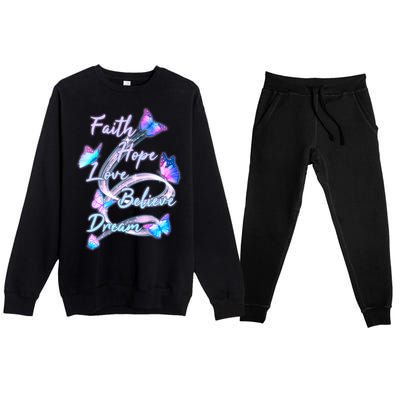 Faith Hope Love Believe Dream - Butterflies Premium Crewneck Sweatsuit Set