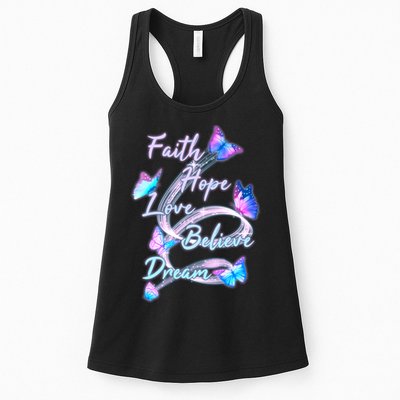 Faith Hope Love Believe Dream - Butterflies Womens Tank Top