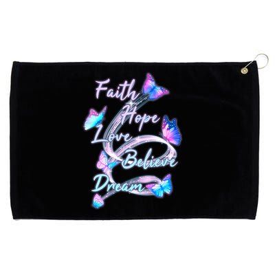 Faith Hope Love Believe Dream - Butterflies Grommeted Golf Towel