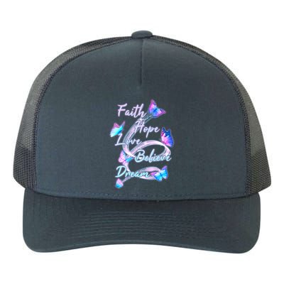 Faith Hope Love Believe Dream - Butterflies Yupoong Adult 5-Panel Trucker Hat