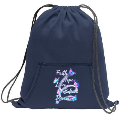 Faith Hope Love Believe Dream - Butterflies Sweatshirt Cinch Pack Bag