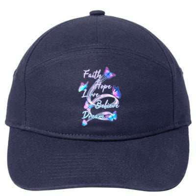 Faith Hope Love Believe Dream - Butterflies 7-Panel Snapback Hat