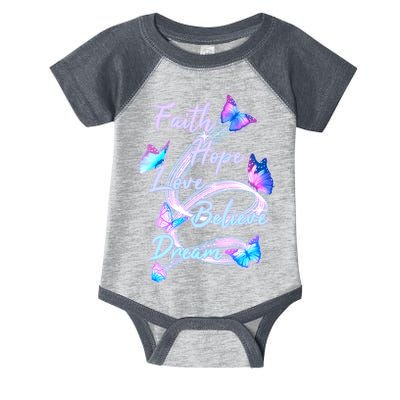 Faith Hope Love Believe Dream - Butterflies Infant Baby Jersey Bodysuit