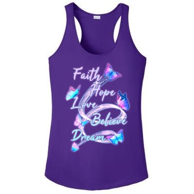 Faith Hope Love Believe Dream - Butterflies Ladies PosiCharge Competitor Racerback Tank