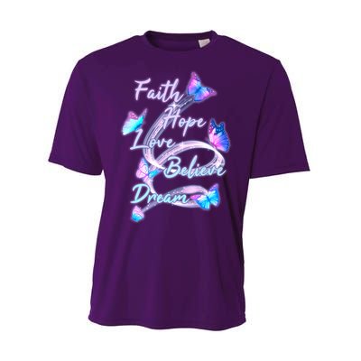 Faith Hope Love Believe Dream - Butterflies Performance Sprint T-Shirt