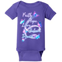 Faith Hope Love Believe Dream - Butterflies Baby Bodysuit