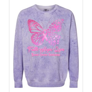 Faith Hope Love Breast Cancer Awareness Butterflies Colorblast Crewneck Sweatshirt