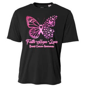 Faith Hope Love Breast Cancer Awareness Butterflies Cooling Performance Crew T-Shirt