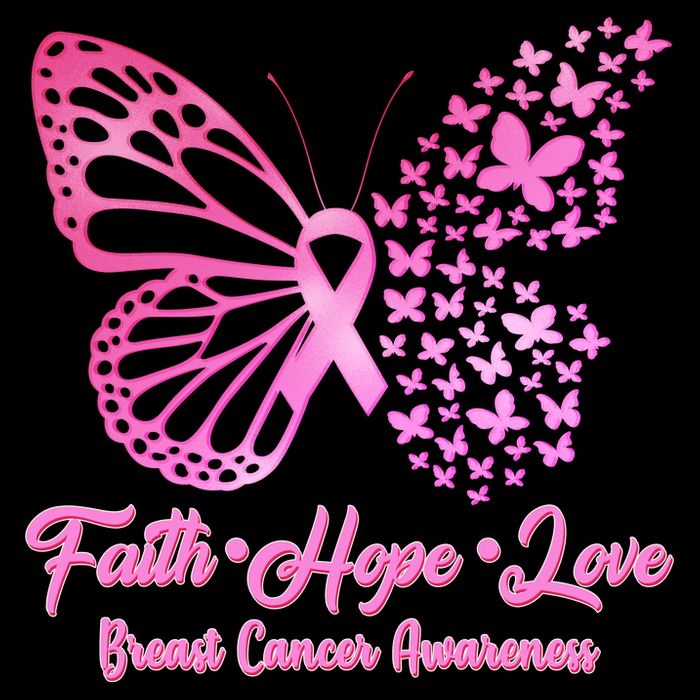 Faith Hope Love Breast Cancer Awareness Butterflies Hoodie