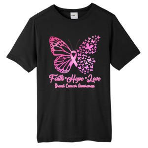 Faith Hope Love Breast Cancer Awareness Butterflies Tall Fusion ChromaSoft Performance T-Shirt