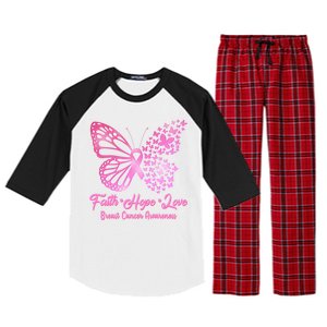 Faith Hope Love Breast Cancer Awareness Butterflies Raglan Sleeve Pajama Set