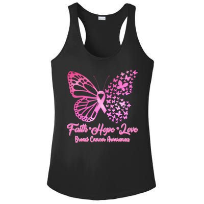 Faith Hope Love Breast Cancer Awareness Butterflies Ladies PosiCharge Competitor Racerback Tank