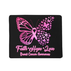 Faith Hope Love Breast Cancer Awareness Butterflies Mousepad