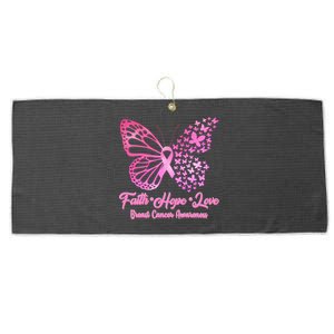 Faith Hope Love Breast Cancer Awareness Butterflies Large Microfiber Waffle Golf Towel