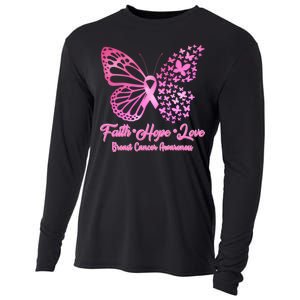 Faith Hope Love Breast Cancer Awareness Butterflies Cooling Performance Long Sleeve Crew