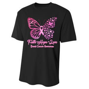 Faith Hope Love Breast Cancer Awareness Butterflies Performance Sprint T-Shirt