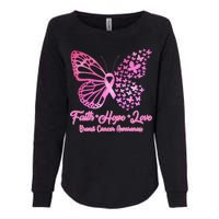 Faith Hope Love Breast Cancer Awareness Butterflies Womens California Wash Sweatshirt