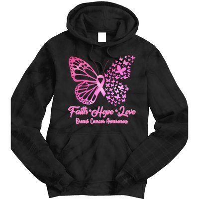 Faith Hope Love Breast Cancer Awareness Butterflies Tie Dye Hoodie