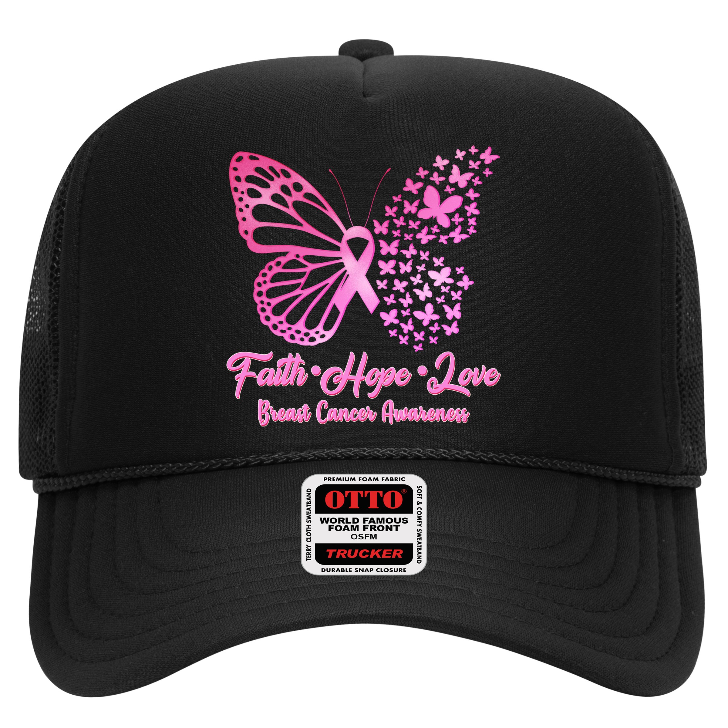 Faith Hope Love Breast Cancer Awareness Butterflies Hat