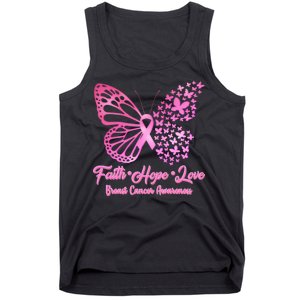 Faith Hope Love Breast Cancer Awareness Butterflies Tank Top