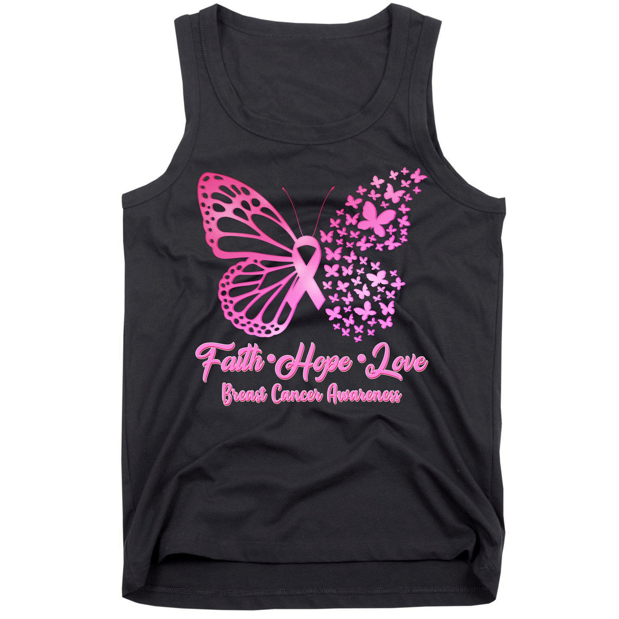 Faith Hope Love Breast Cancer Awareness Butterflies Tank Top