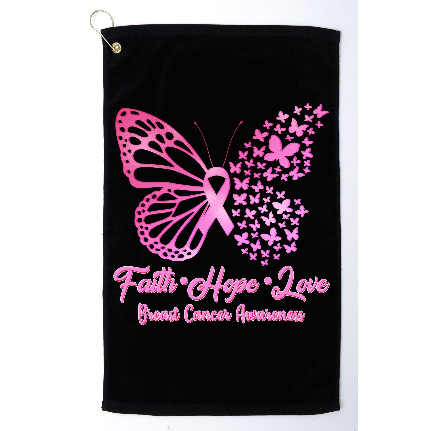 Faith Hope Love Breast Cancer Awareness Butterflies Golf Towel