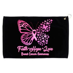 Faith Hope Love Breast Cancer Awareness Butterflies Grommeted Golf Towel