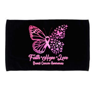 Faith Hope Love Breast Cancer Awareness Butterflies Microfiber Hand Towel