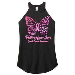 Faith Hope Love Breast Cancer Awareness Butterflies Women's Perfect Tri Rocker Tank