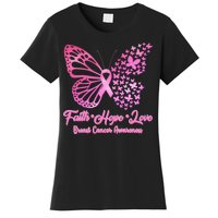 Faith Hope Love Breast Cancer Awareness Butterflies Women's T-Shirt