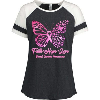 Faith Hope Love Breast Cancer Awareness Butterflies Enza Ladies Jersey Colorblock Tee