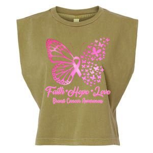 Faith Hope Love Breast Cancer Awareness Butterflies Garment-Dyed Women's Muscle Tee