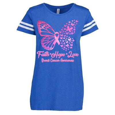 Faith Hope Love Breast Cancer Awareness Butterflies Enza Ladies Jersey Football T-Shirt