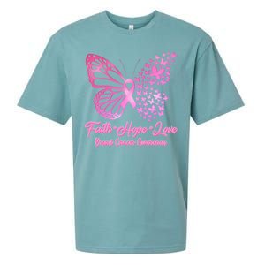 Faith Hope Love Breast Cancer Awareness Butterflies Sueded Cloud Jersey T-Shirt