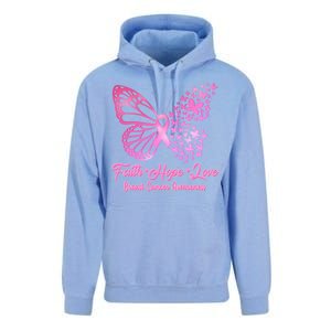 Faith Hope Love Breast Cancer Awareness Butterflies Unisex Surf Hoodie