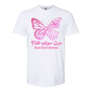 Faith Hope Love Breast Cancer Awareness Butterflies Softstyle CVC T-Shirt