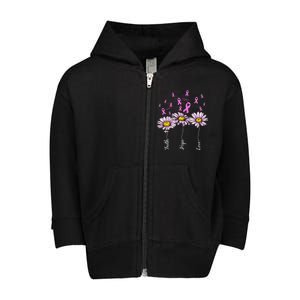 Faith Hope Love Breast Cancer Awareness Floral Toddler Zip Fleece Hoodie