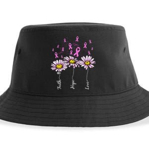 Faith Hope Love Breast Cancer Awareness Floral Sustainable Bucket Hat