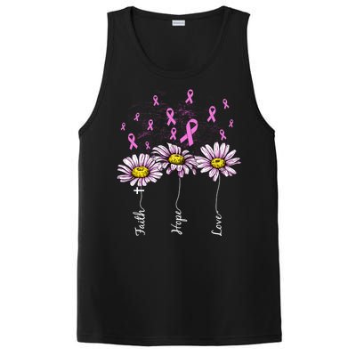 Faith Hope Love Breast Cancer Awareness Floral PosiCharge Competitor Tank