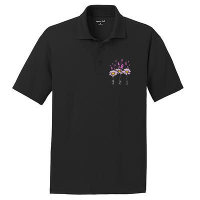 Faith Hope Love Breast Cancer Awareness Floral PosiCharge RacerMesh Polo