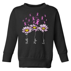 Faith Hope Love Breast Cancer Awareness Floral Toddler Sweatshirt