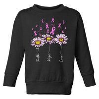 Faith Hope Love Breast Cancer Awareness Floral Toddler Sweatshirt