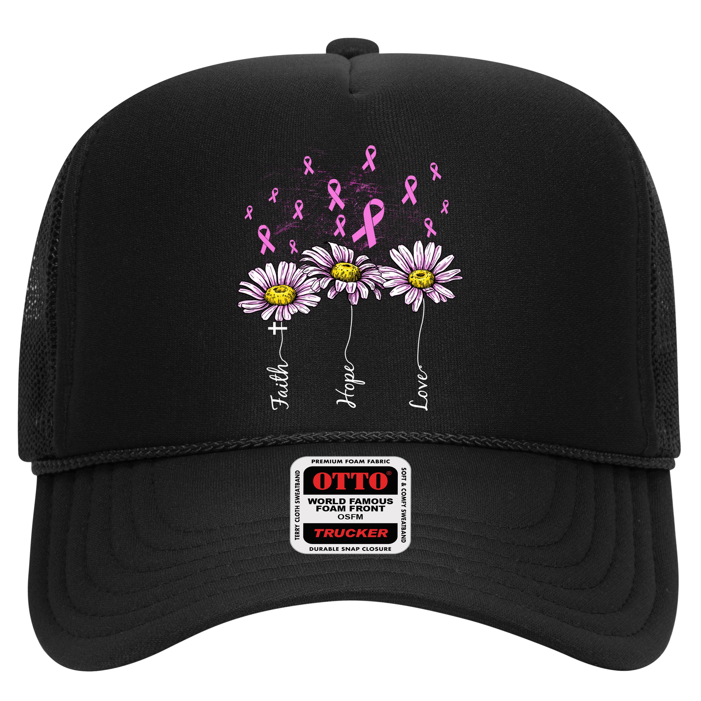 Faith Hope Love Breast Cancer Awareness Floral Hat