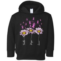 Faith Hope Love Breast Cancer Awareness Floral Toddler Hoodie