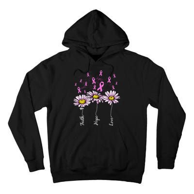 Faith Hope Love Breast Cancer Awareness Floral Tall Hoodie