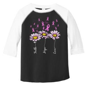 Faith Hope Love Breast Cancer Awareness Floral Toddler Fine Jersey T-Shirt