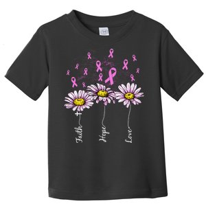 Faith Hope Love Breast Cancer Awareness Floral Toddler T-Shirt