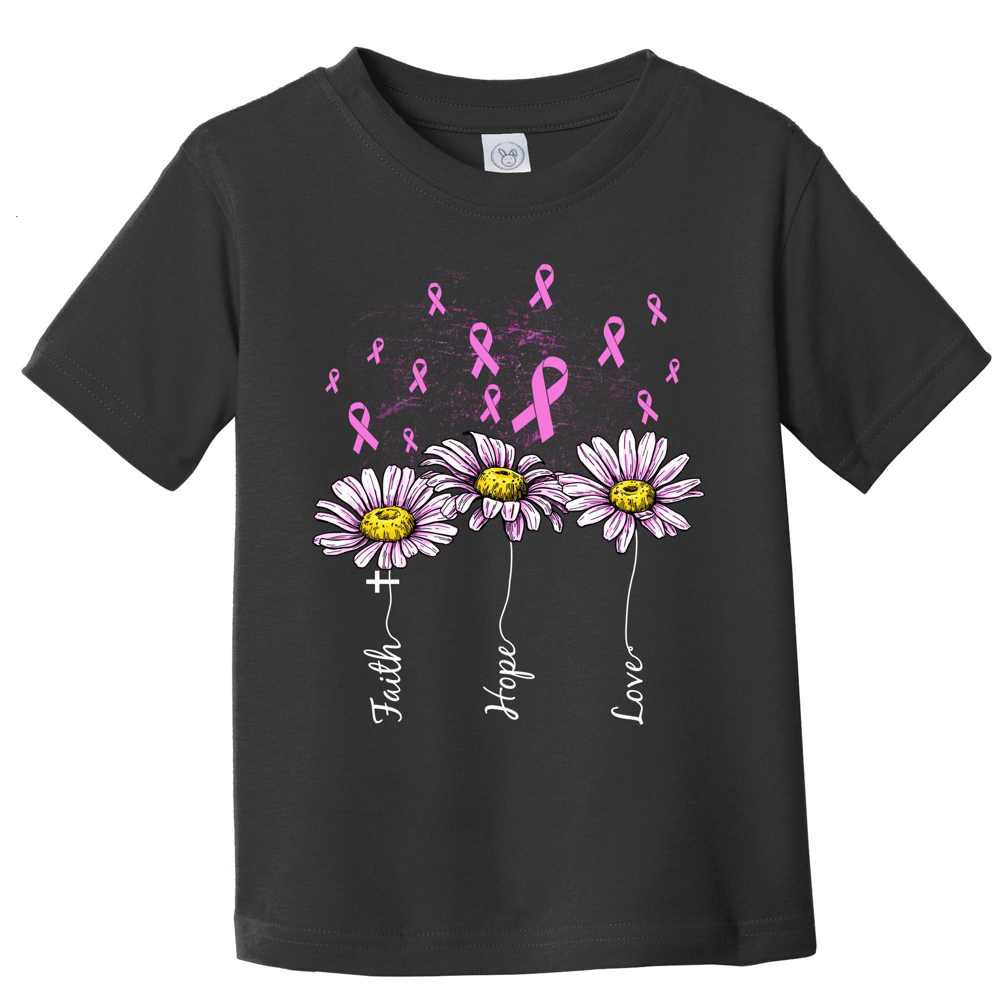 Faith Hope Love Breast Cancer Awareness Floral Toddler T-Shirt