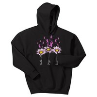 Faith Hope Love Breast Cancer Awareness Floral Kids Hoodie