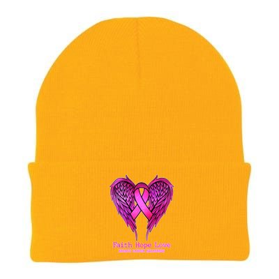 Faith Hope Love Breast Cancer Awareness Galaxy Wings Knit Cap Winter Beanie